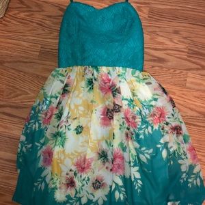 Strapless floral dress